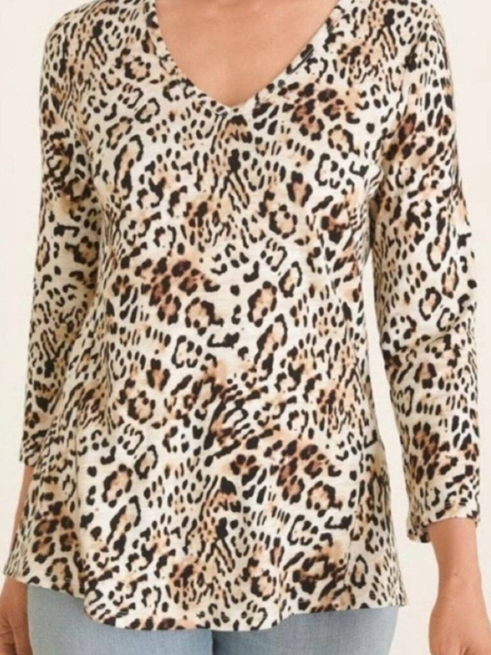 Chico's leopard top Small tan black